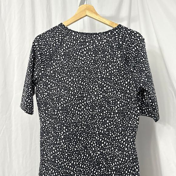 Title Nine Dress Medium Sayonara Cafe Sleeve Dots Black White - Picture 9 of 10